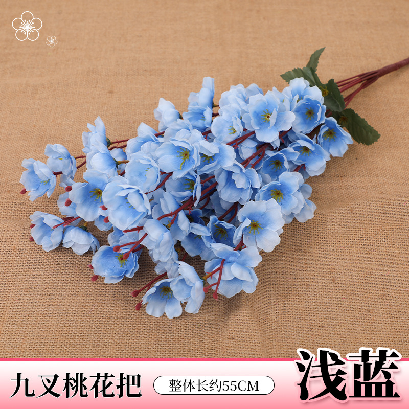 Simulación de ramas de flor de durazno, ramas de flor de ciruelo de cera falsa, flores de cerezo, flores de plástico, flores falsas, arreglos florales de piso, decoración de árboles de paisaje