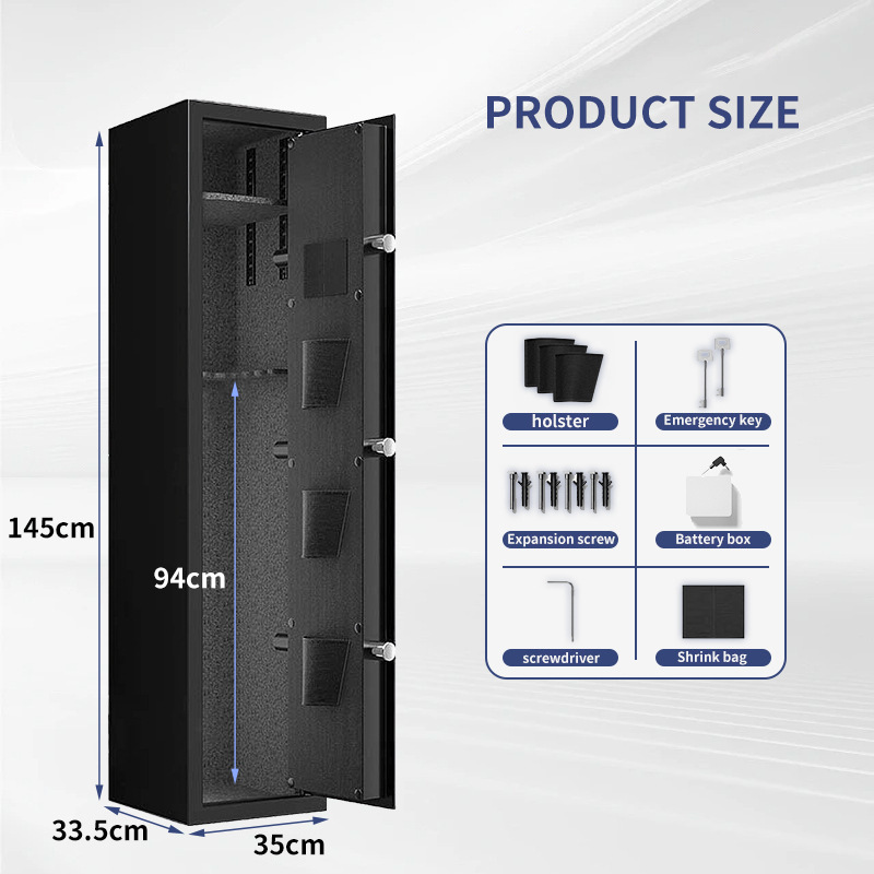 专供海外市场批发指纹识别电子密码锁5支长枪柜可选WIFI远程开锁