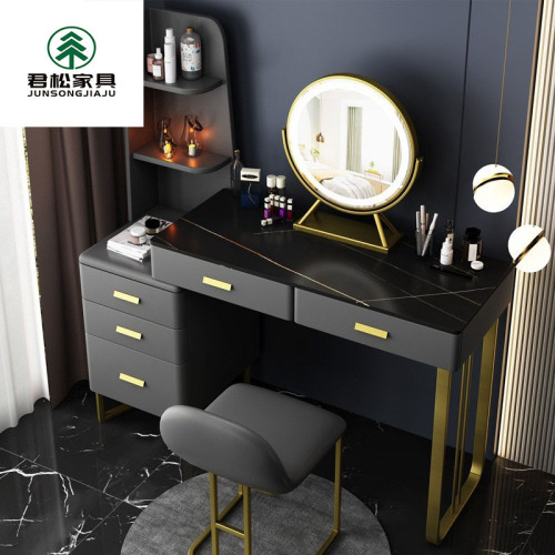Nordic simple light luxury slate dressing table with mirror solid wood dressing table small apartment storage cabinet integrated dressing table