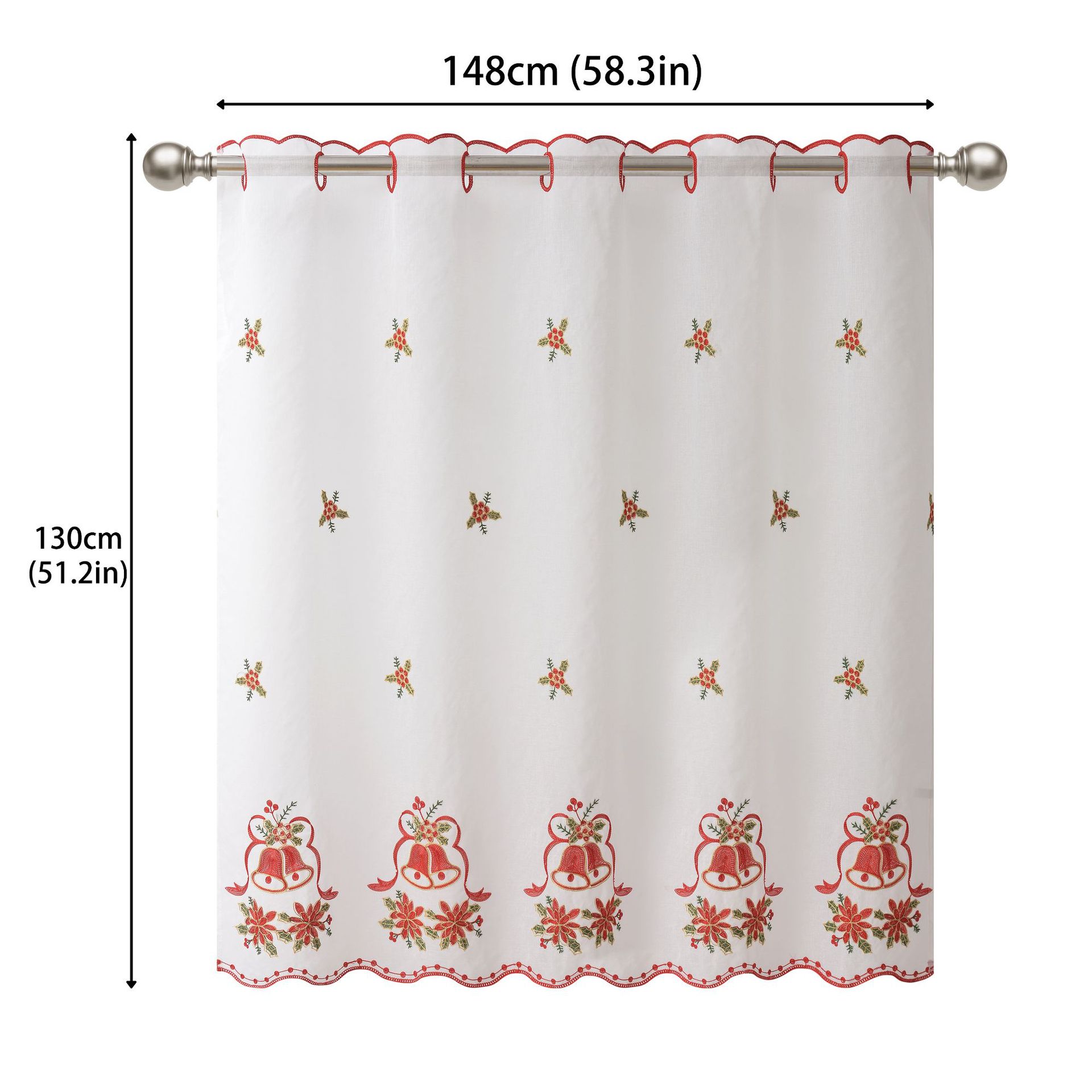 Nuevo hilo bordado de Navidad transfronterizo, cortina corta perforada, pantalla de ventana opaca, cortina terminada de Navidad de Amazon europea y americana