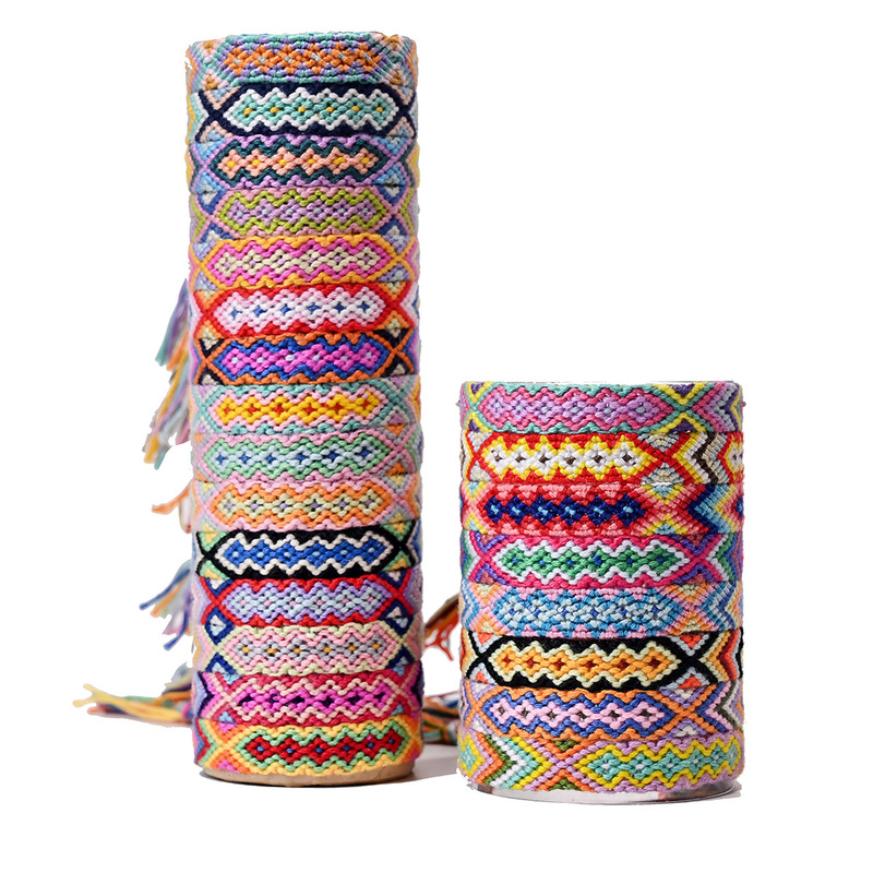 Hand-Woven Bracelet Amazon Crossing into Europe and America Hot Selling Nepal Ethnic Style Hand-Woven Rainbow Friendship Hand Rope Hand-Woven Bracelet Amazon Crossing into Europe and America Hot Selling Nepal Ethnic Style Hand-Woven Rainbow Friendship Hand Rope