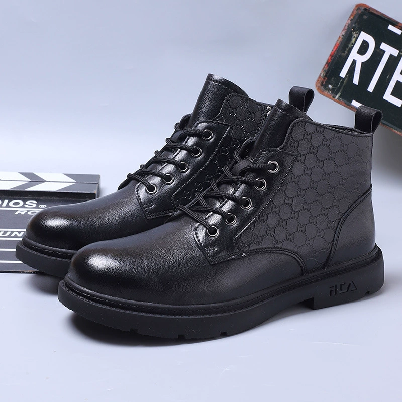 Осенне-зимняя новая уличная рабочая одежда с высоким берцем, ботинки martin из натуральной кожи, универсальная популярная хлопковая теплая мужская обувь, оптовая продажа