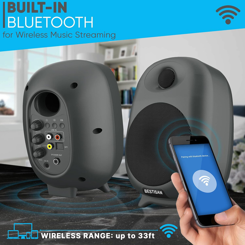ワイヤレス Hi-Fi Bluetooth SR 084inch ブックシェルフ スピーカー高音質サブウーファー 2.0HIFI フィーバー ブックシェルフ オーディオ|undefined