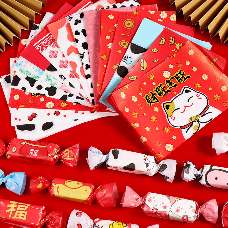 500张装牛轧糖包装纸 现货烘焙食品包装防油纸蜡纸糖果纸牛轧糖纸