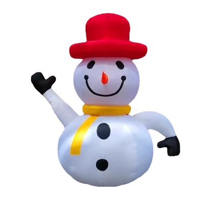 Fabricante de modelos inflables navideños abre sus puertas con modelos inflables de árbol de Navidad, Papá Noel trepando por la pared, muñeco de nieve, tren y arco de dibujos animados.