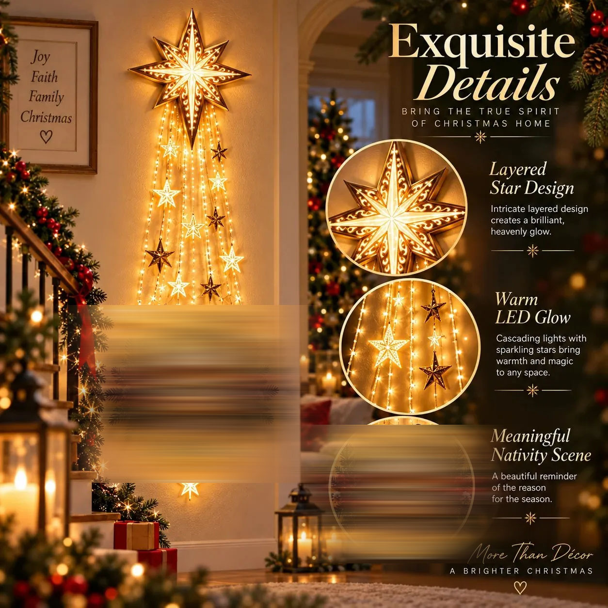 Decoración de Pared Luminosa del Nacimiento de Acrílico para Navidad