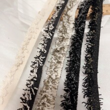 1.5厘米宽单边毛边流苏花边服装辅料diy鞋帽装饰条黑白金银