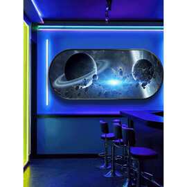 3D立体宇宙星空挂画清吧酒吧KTV墙面led灯发光装饰画太空月球壁画