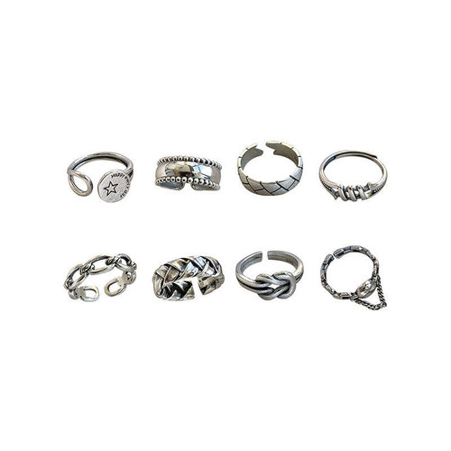 Heavy industry combination finger ring women's fashion personality retro ins cold style light luxury niche design high-end sense ring