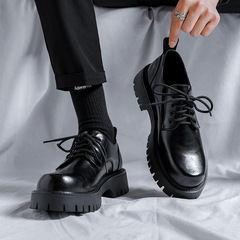 Small leather shoes for men 2022 new large size men's boots 45 British style versatile college retro black shoes 2135-R