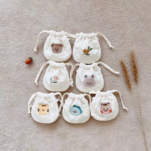 Ins South Korea Doto Children's Embroidered Bear Tulip Baby's Cute Fortune Bag Coin Purse Crossbody Wallet