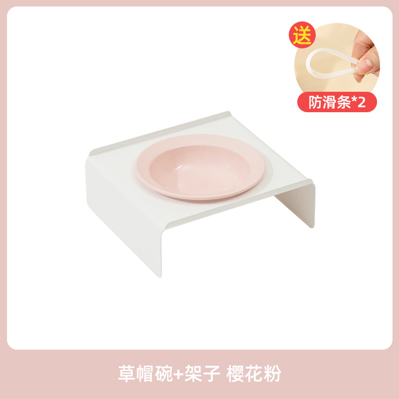 Platillo volante de cerámica sombrero de paja para mascotas tazón de gato y perro cuenco Corea del Sur BD protección cervical antidetonantes bebedero comida doble tazón