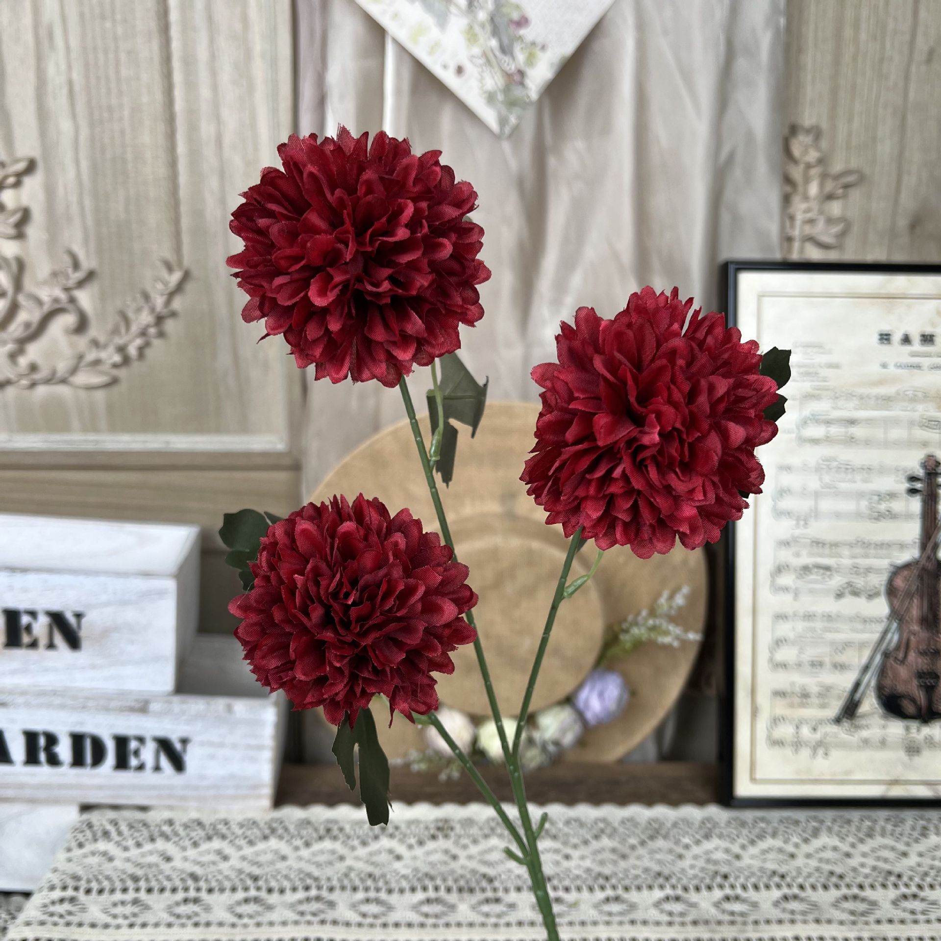 Ty-3 ping pong chrysanthemum - deep red