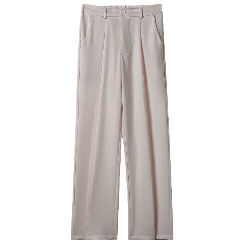 Pantalones finos de verano para hombres rectos sueltos japoneses de color sólido simple drapeado casual de alta gama pantalones de traje beige image 10