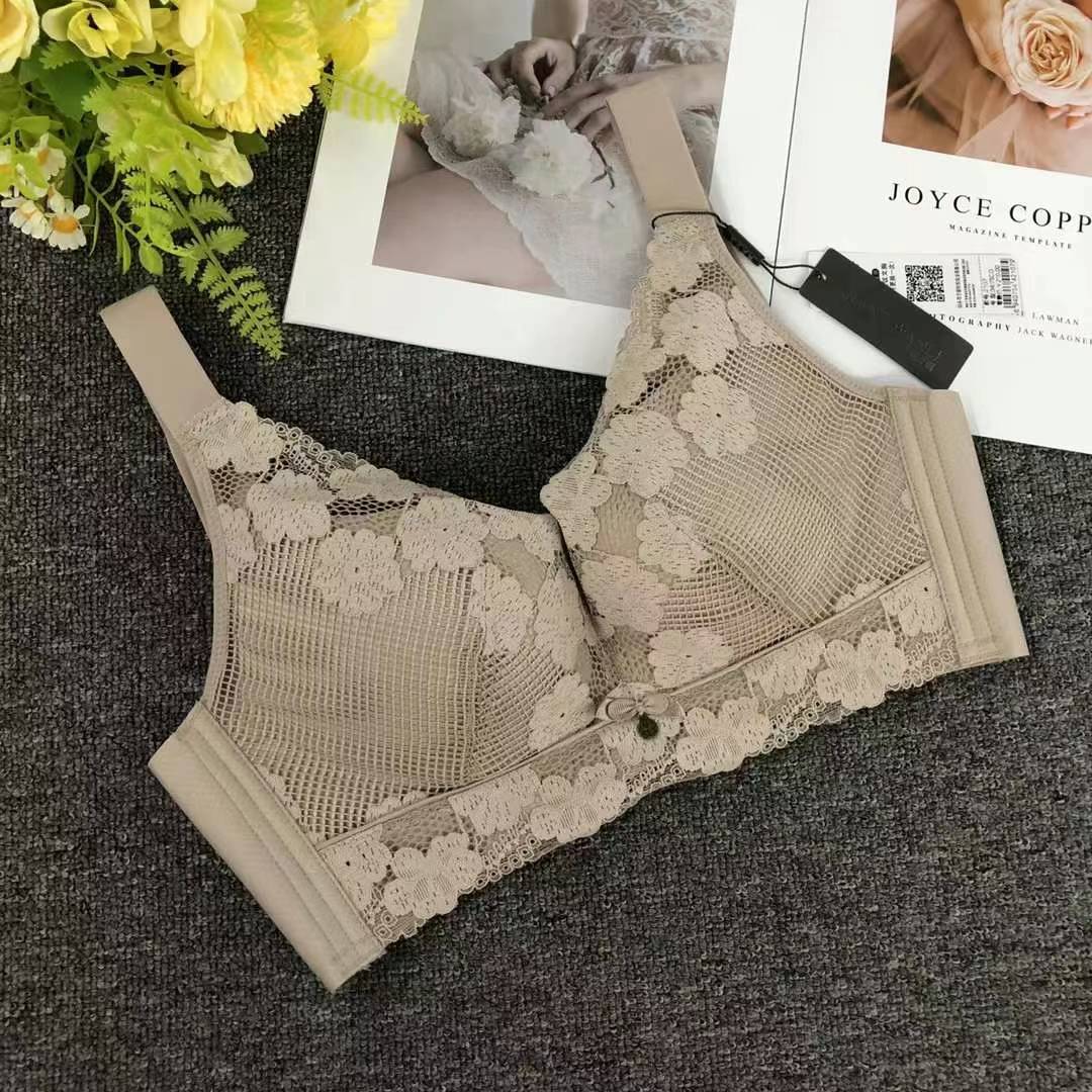 Nuevo sujetador de alta calidad de moda de encaje jacquard transpirable y cómodo ajuste lateral de pecho de botón múltiple ropa interior mujer