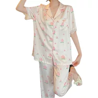 Пижама Женская Ice Silk Peach девушка чувствует тонкую милую домашнюю одежду, костюм летний с короткими рукавами можно носить на улице