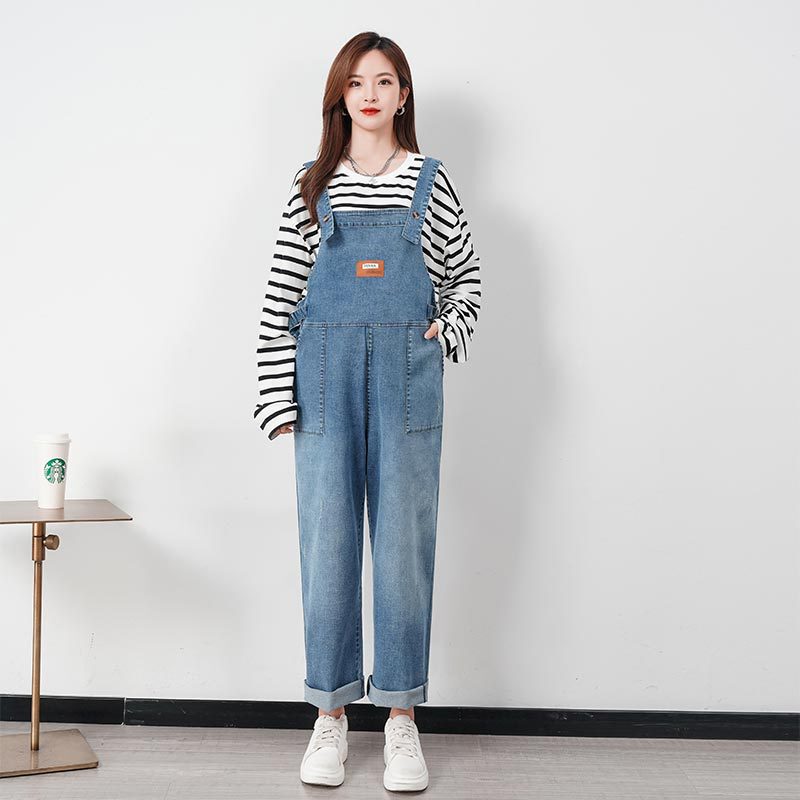 Pregnant Women's Pants Belted Pants Loose Belly Covering Slimming Trendy Mom's Wide Leg Jeans Spring Autumn and Winter Plus Size Plus Size Plus Velvet