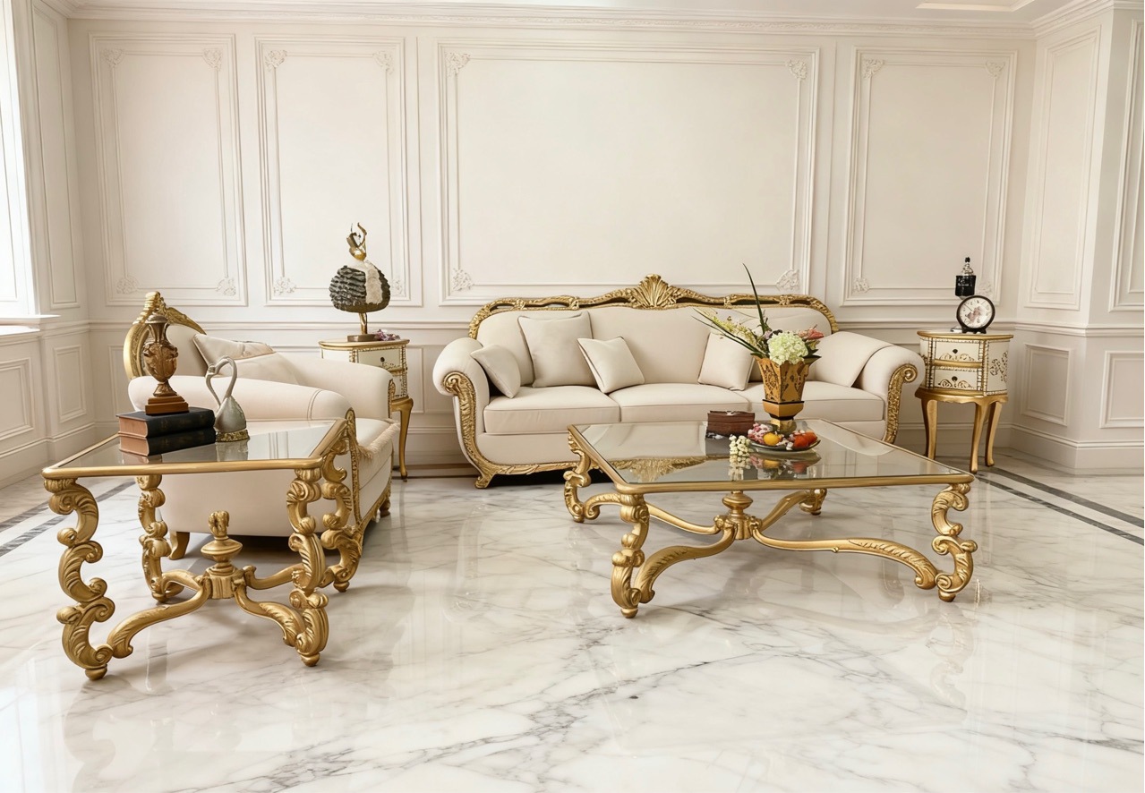 Italian Palace Solid Wood Sofa Luxury French Fabric Sofa Combination Large Family House Furniture