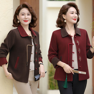Ladieswear's Clothing Spring and Autum 2025 Outwears for Middle-Aged and Elderly Women New Spring and Autum Clothing Lapel Loose Style Tops and Jackets