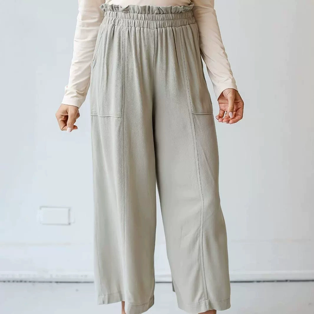 Новые свободные повседневные брюки в европейском и американском стиле от Amazon, простые и элегантные, с эффектом похудения, стильные, с высокой талией.