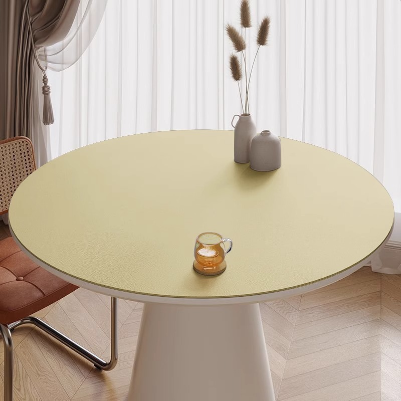 Round Leather Table Mat, High-End Dining Table Mat, Small Coffee Table Mat, Round Table Tablecloth, Waterproof and Oil-Proof, No-Wash Placemat
