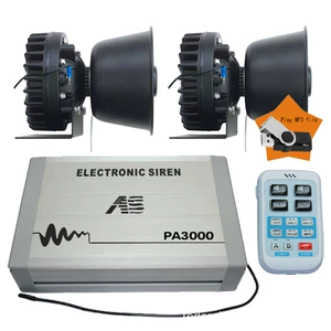 PA3000 car-mounted wireless siren and megaphone with high-pitched alarm, USB drive, MP3 function, and a round speaker with heat dissipation