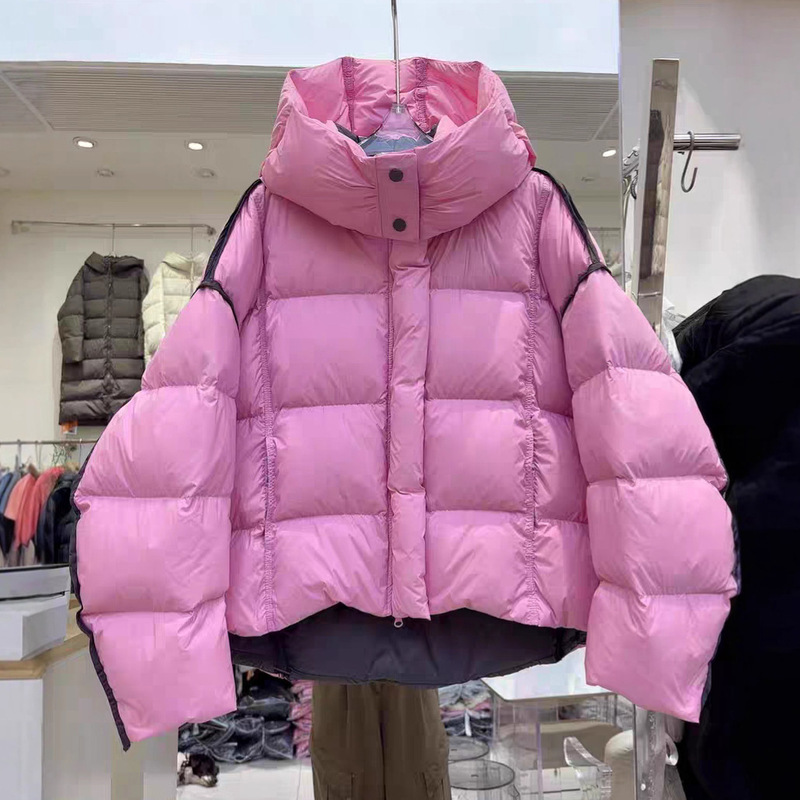 泡芙短款羽绒服女2025年冬季新款连帽面包服宽松巨好看的厚外套爆|undefined