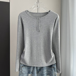 打底衫女装春秋季薄款内搭上衣2025新款螺纹正肩修身显瘦长袖t恤