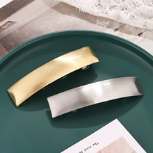 外贸新款 简约时尚边夹批发 长方形简单新款光面金属拉丝弹簧发夹