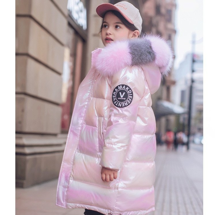 Manteau d'hiver en duvet de coton pour enfants, manteau d'hiver longueur bébé pour filles de taille moyenne, visage brillant occidental, coton_voghion.com