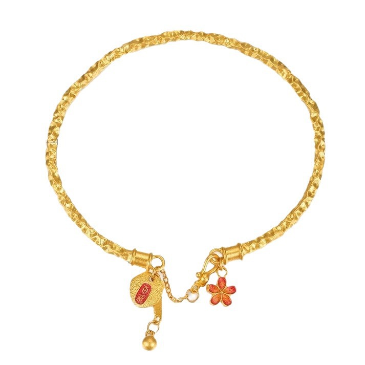 Vietnam Shajin Hammer Nafu-armbånd Kinesisk stil Nasjonal tidevann Antikk stil Håndlaget hammer gullarmbånd Vintage åpningsarmbånd_voghion.com