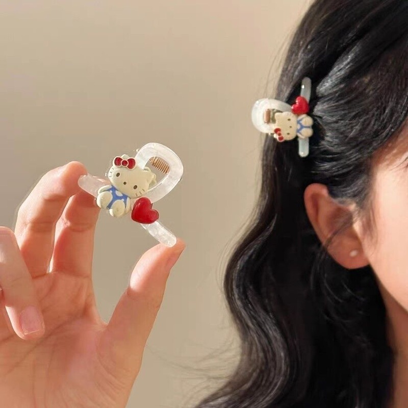 韓国の優しくてかわいいキティ猫の小さなクリップ、女性用のハイエンドで多用途なクリップ、ヘアアクセサリー、前髪サイドクリップ、ヘアピン|undefined