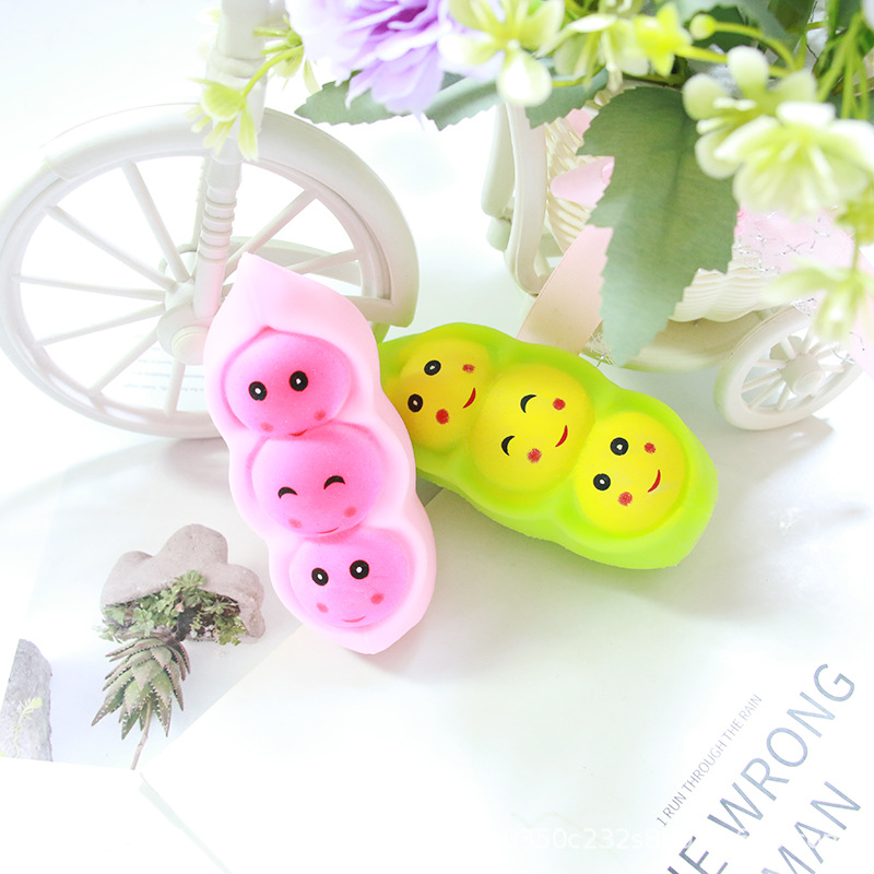 Cute guisante pellizco pellizco juguete de ventilación juguete descompresión caras animadas sonrientes guisante muñeca artefacto de descompresión