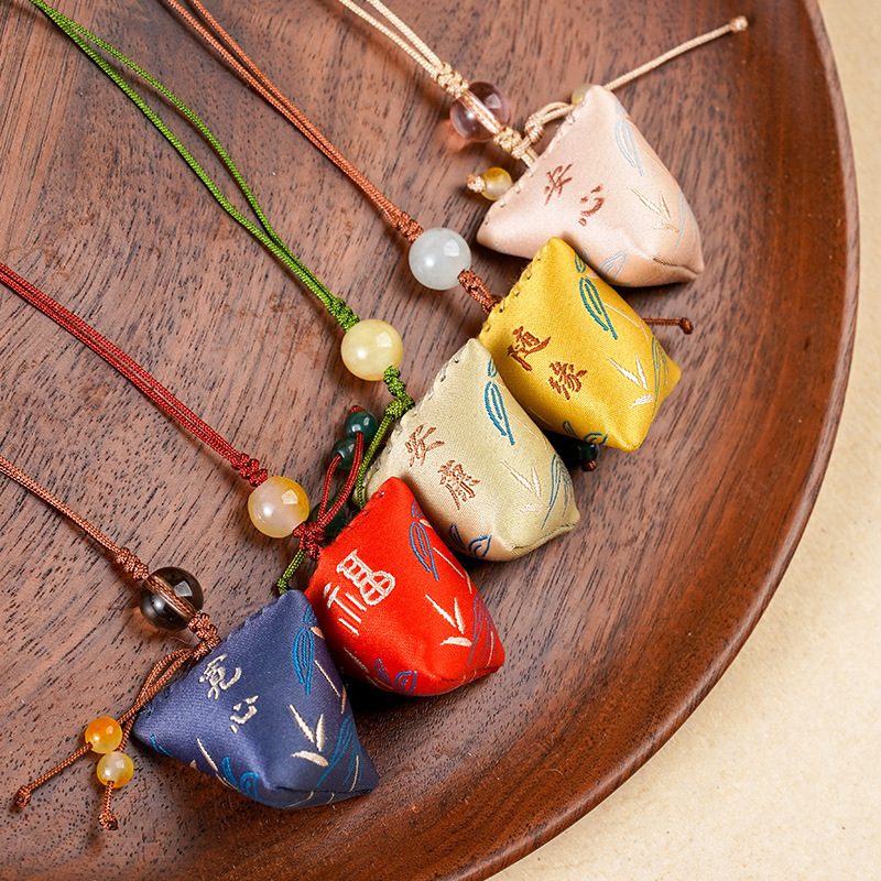 Easter Festival Embroidered Zongzi Aroma Pouch Mini Portable mugwort fortune bag spherical aroma sachet phone hanger gift