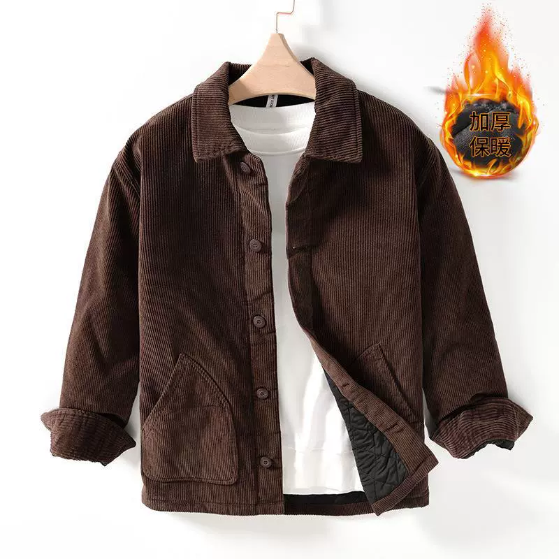 L121 зимняя японская Ретро Вельветовая Повседневная куртка с лацканами Joker с хлопковой подкладкой пальто Мужская поколение волос