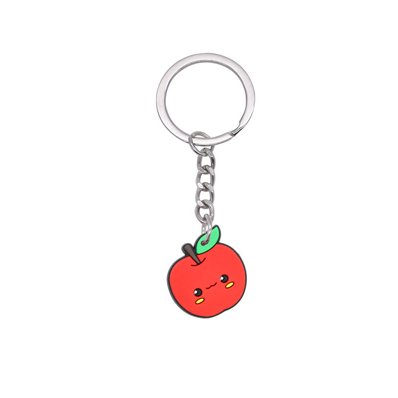 Llavero de PVC con simulación de frutas, colgante de metal de goma suave, decoración de pasteles y dulces, regalo para niñas, venta al por mayor