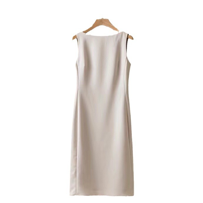 T*H Triacetate Fishtail Dress~ Sleeveless, Slim-Fitting, Waist-Cinching, Elegant Design, Mid-Length Dress, Fashionable 5
