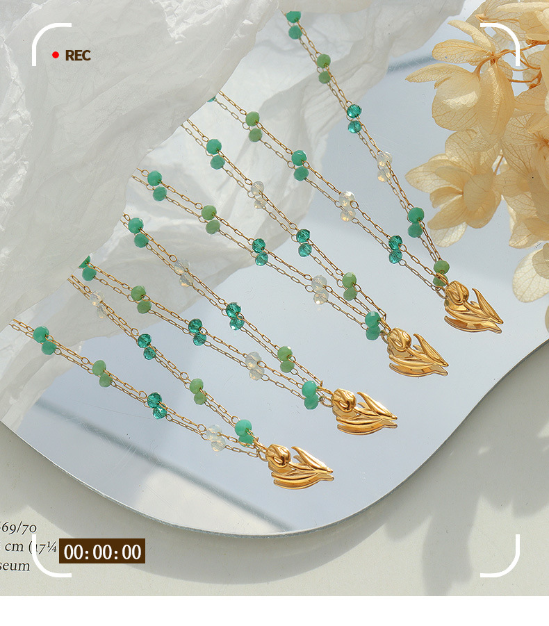 5g Weight PVD Coated Real Gold Plated 18K Gold Flower 304 Stainless Steel Simple Style Waterproof Non Tarnish 304 Stainless Steel Necklace