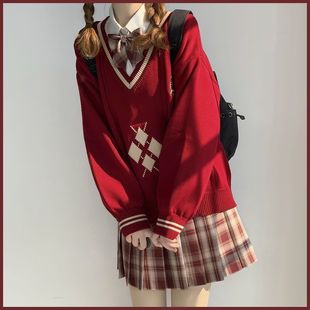 Wholesale 130kg Inner Wear Plus Size Jk Christmas and New Year Sweater Red Clothes for Women Japanese Style Jk Uniform Autumn and Winter