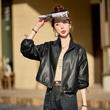 专柜绵羊皮皮衣女2025年新品时尚气质立领女士显高显瘦时髦机车服