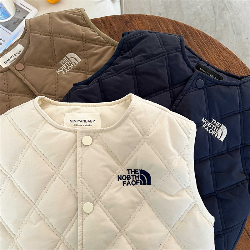 Limón salado siete niños otoño e invierno nuevos productos chaleco rombo japonés chaleco cálido chaqueta de chaleco acolchada para bebé estilo occidental