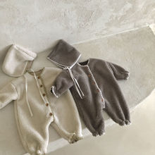 韩版ins婴儿宝宝冬装加绒羊羔绒连体衣外出服可爱加厚爬服外套棉