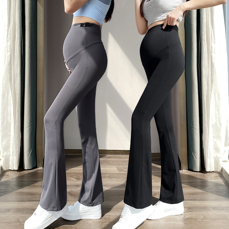 Real Shot of Maternity Pants 2026 Spring and Autumn Flared Yoga Pants Summer Thin Style Outerwear Leggings Flared Shark Pants Summer