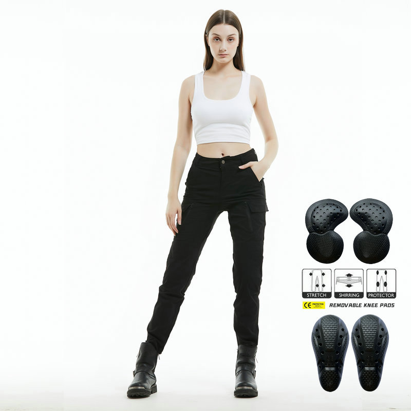 VOLERO pantalones de montar en motocicleta Caballero de las mujeres casual retro multi-Bag overoles Slim motocicleta anti-caída Pantalones