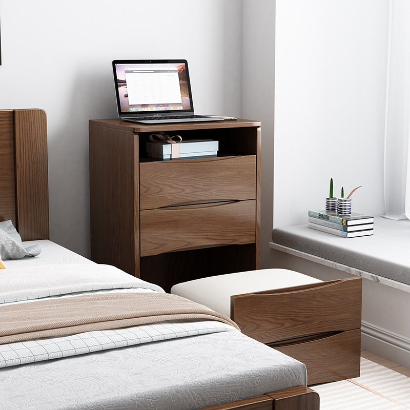 Mesita de Noche Moderna Minimalista de Roble para Dormitorio, Tocador para Casa de Alquiler, Venta Directa de Fábrica, Almacenamiento