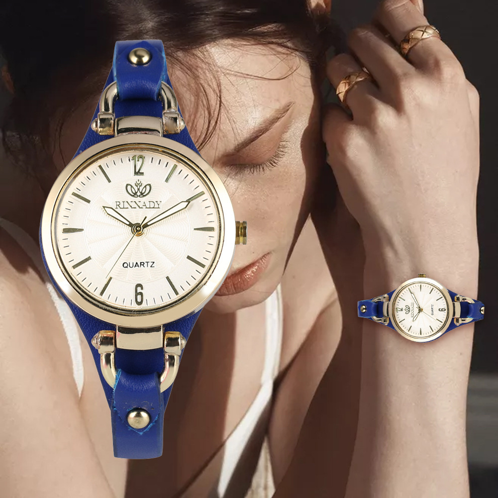 Orologio da donna alla moda, elegante orologio al quarzo in pelle, cinturino sottile, quadrante semplice da donna_voghion.com
