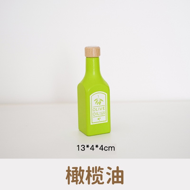 Botella de condimento de juego, juguetes, accesorios de cocina, platos de madera, juegos de niños, botellas de bebidas, botellas de leche con salsa