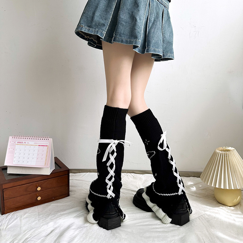 Lace Sock Cuffs with Back Straps, Hot Girl Style Slouch Socks, Drawstring Leg Warmers, Personalized Subculture Autumn Calf Socks, Mid-Calf Socks, Jk Lace Sock Cuffs with Back Straps, Hot Girl Style Slouch Socks, Drawstring Leg Warmers, Personalized Subculture Autumn Calf Socks, Mid-Calf Socks, Jk