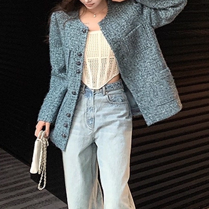 Lilylik苏黎世香香”家制银丝珠片圈圈纱 正肩矜贵优雅小香风外套|undefined