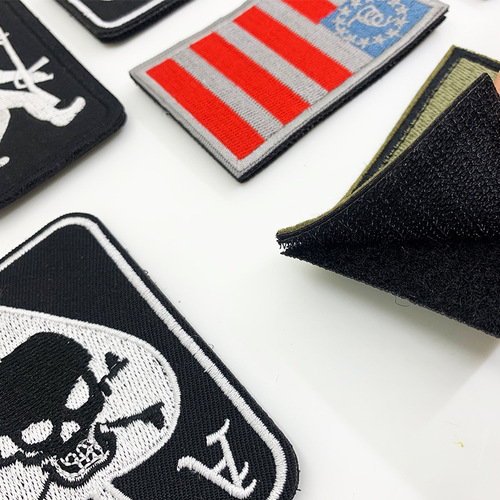 Cloth patch embroidery black and white red edge printing Velcro animal creature square badge patch tactical Velcro